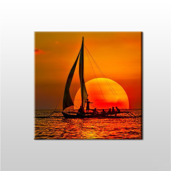 Yelkenli Tekne Kızıl  Kanvas Tablo