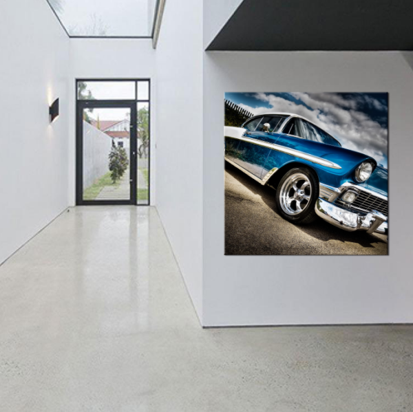 Klasik Mavi Araba Kanvas Tablo