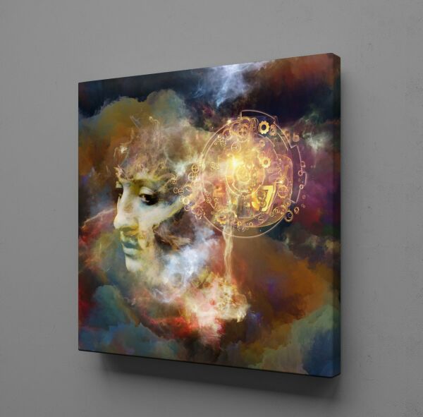 RENKLİ KAFA KARE KANVAS TABLO