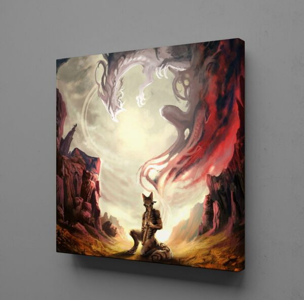 FLÜT ÇALAN KURT KANVAS TABLO