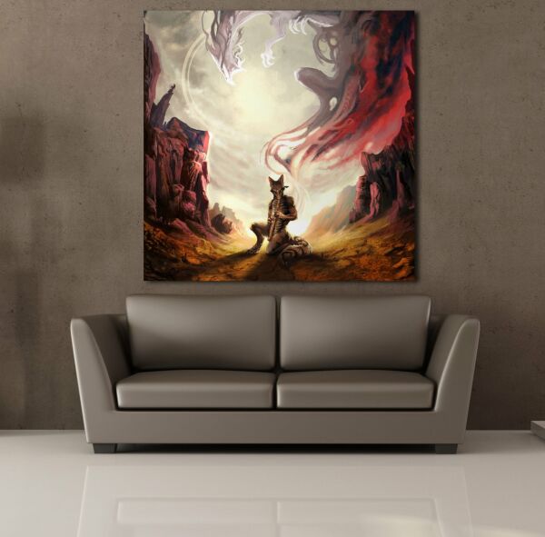 FLÜT ÇALAN KURT KANVAS TABLO