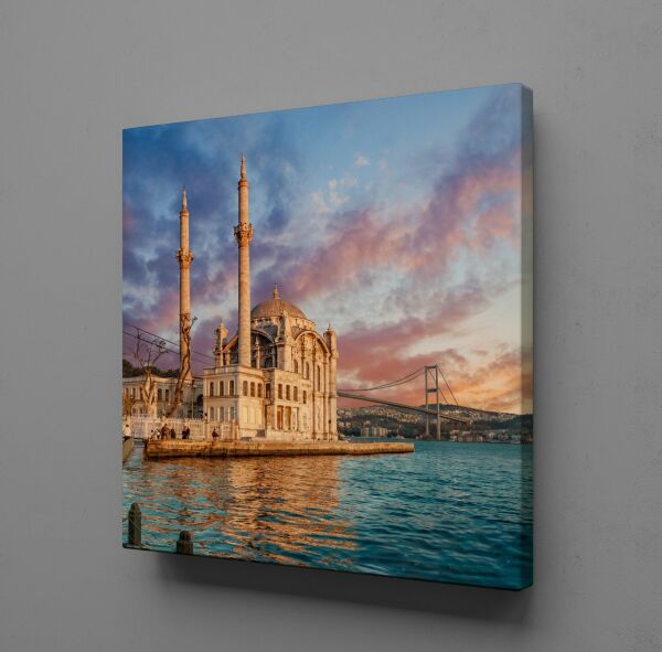 DENİZ MANZARALI CAMİ KANVAS TABLO