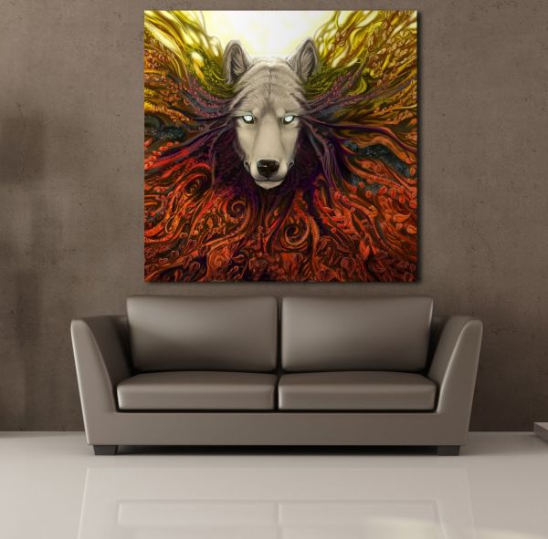 RENKLİ KURT KANVAS TABLO