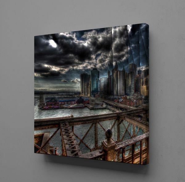KARA BULUTLU ŞEHİR KANVAS TABLO