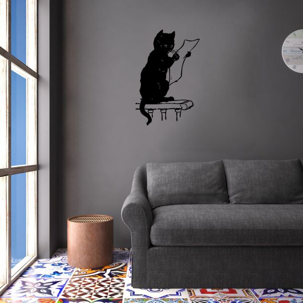 Folyo Sticker Gazete Okuyan Kedi