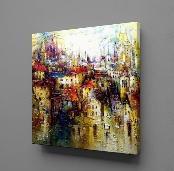 RENKLİ EVLER KANVAS TABLO