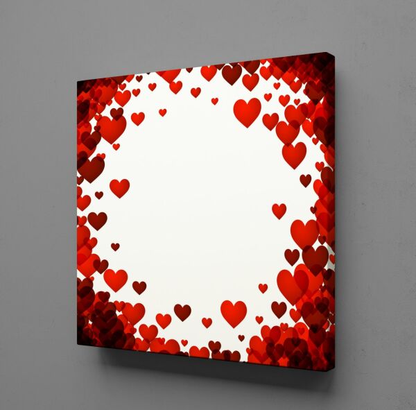 ÇERÇEVE ŞEKLİNDE KALPLER KANVAS TABLO