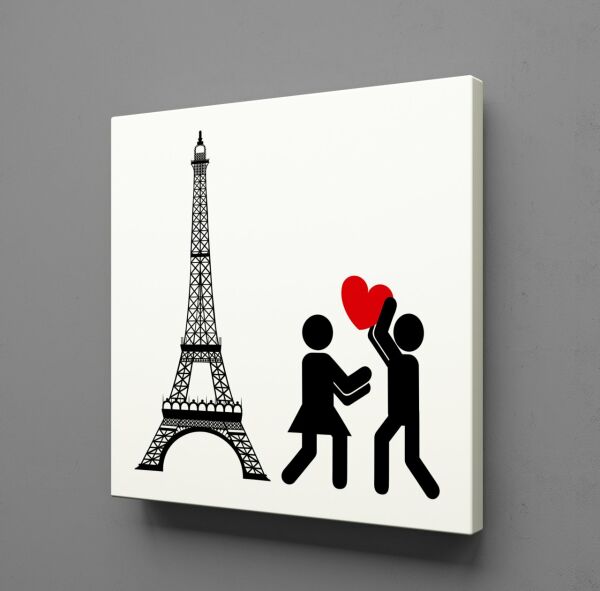 EYFEL KULESİ VE SEVGİLİLER KANVAS TABLO