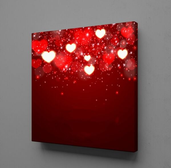 IŞIKLI KALPLER KANVAS TABLO
