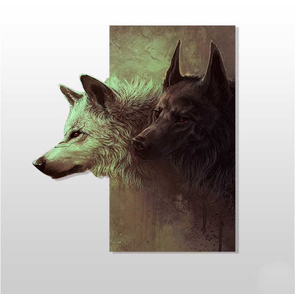 3D Kurtlar Kanvas Tablo