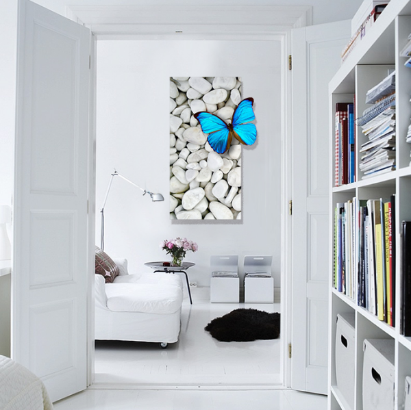 3D Mavi Kelebek Kanvas Tablo
