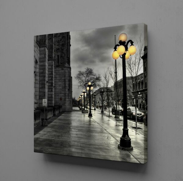 GRİ NEWYORK SOKAĞI GÖKYÜZÜ KANVAS TABLO