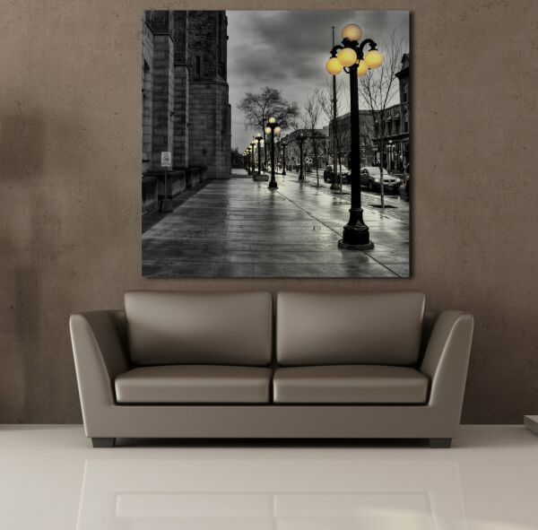 GRİ NEWYORK SOKAĞI GÖKYÜZÜ KANVAS TABLO