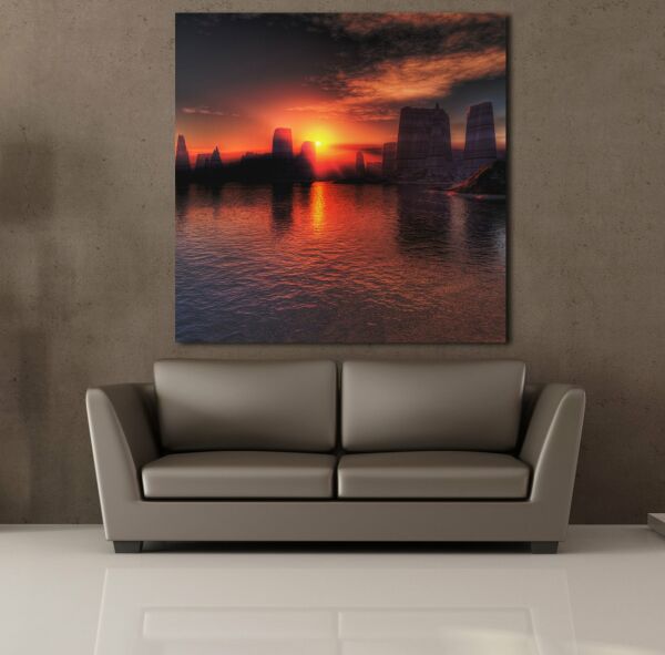 GÜNEŞİN DENİZE DOĞUŞU KANVAS TABLO