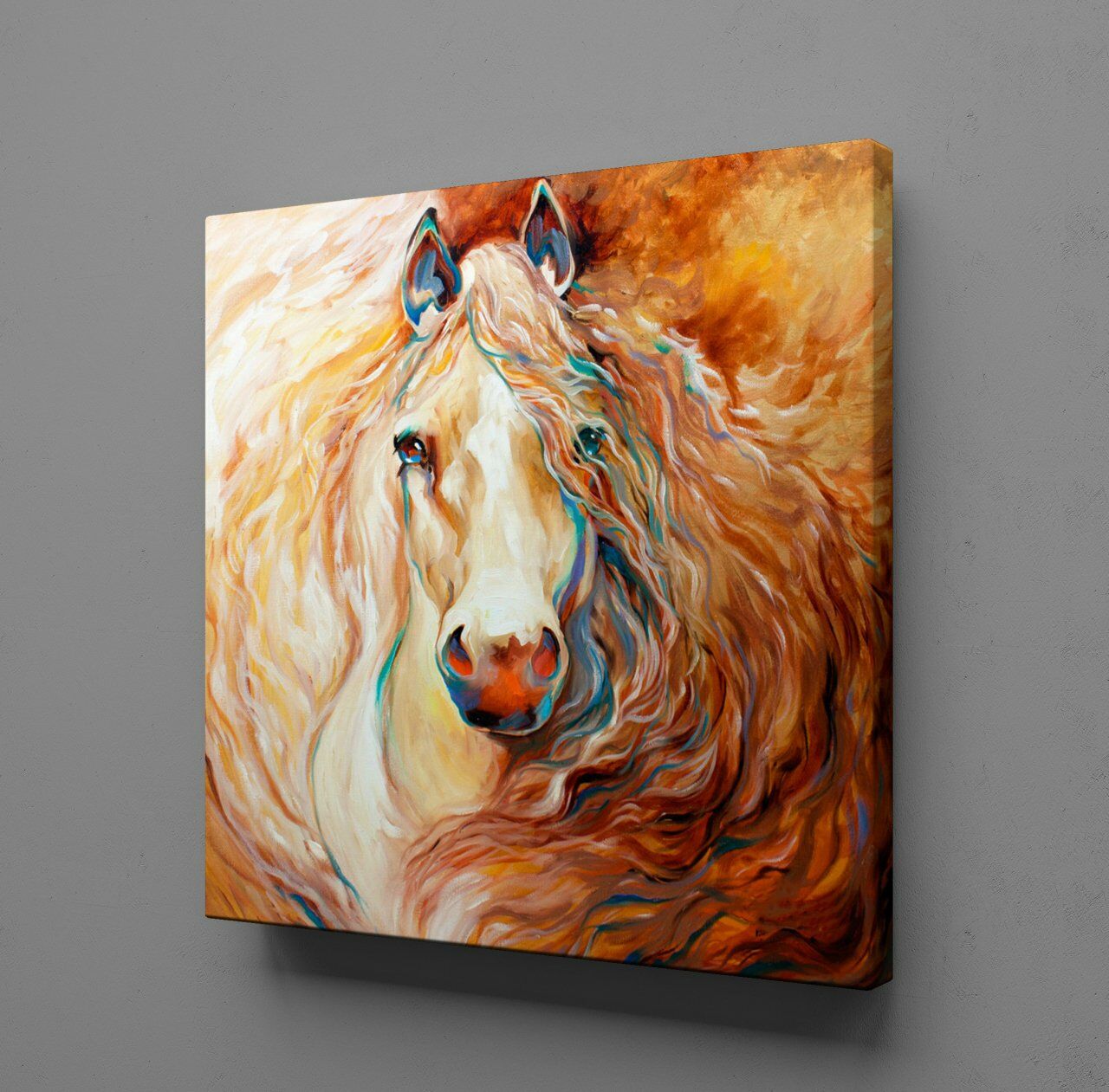 RENKLİ AT KANVAS TABLO