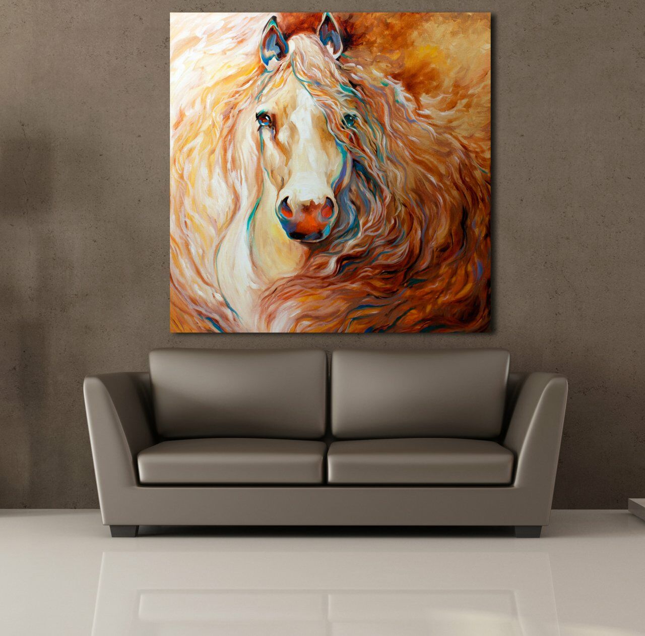 RENKLİ AT KANVAS TABLO