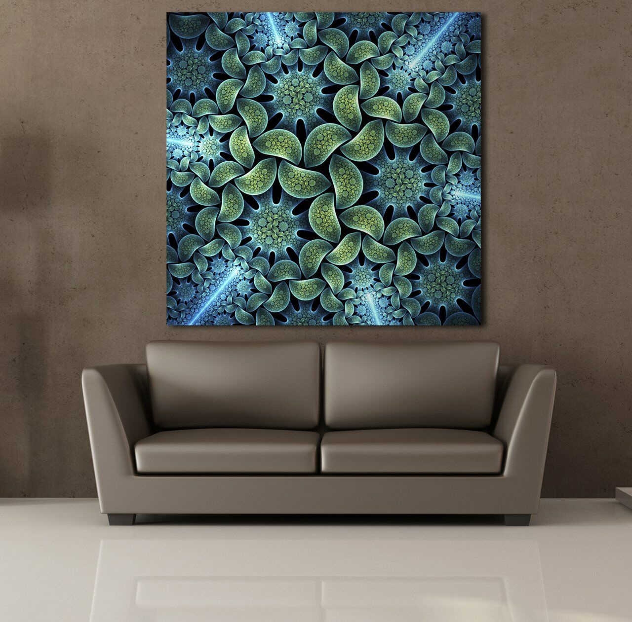 3 BOYUTLU YEŞİL ÇİÇEK KANVAS TABLO