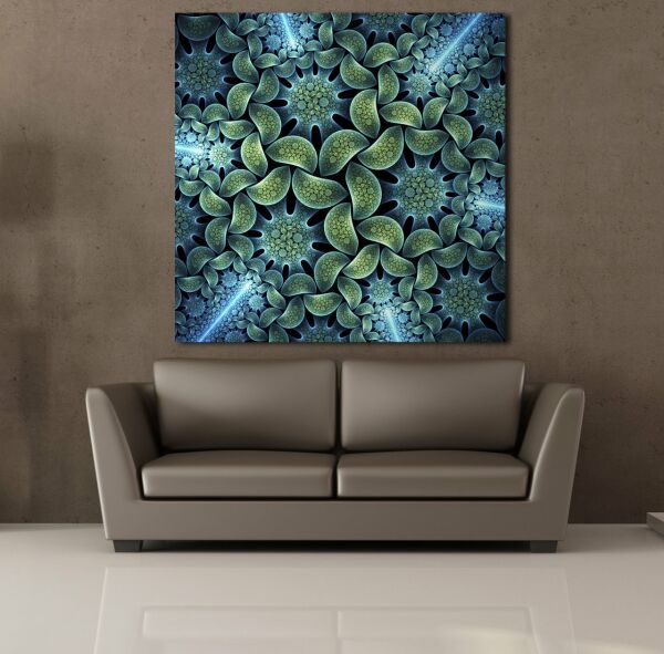 3 BOYUTLU YEŞİL ÇİÇEK KANVAS TABLO