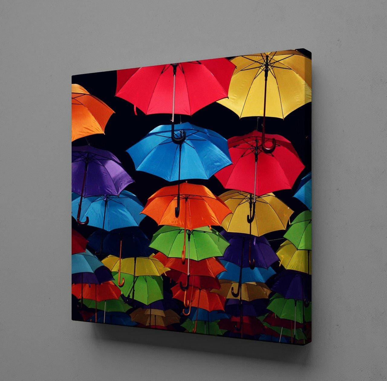 RENKLİ ŞEMSİYELER KANVAS TABLO