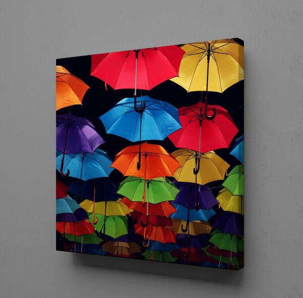RENKLİ ŞEMSİYELER KANVAS TABLO