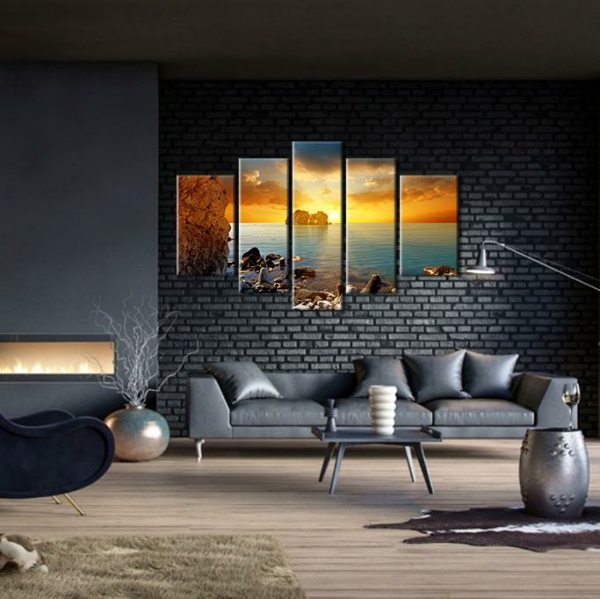 Kayalar Gün Batımı  Kanvas Tablo