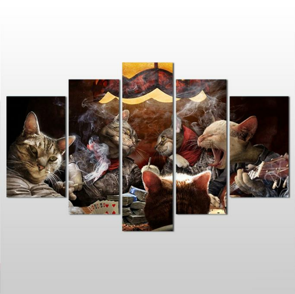 Kedilerin Masası Kanvas Tablo