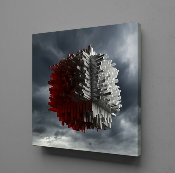 KIRMIZI BEYAZ KANVAS TABLO