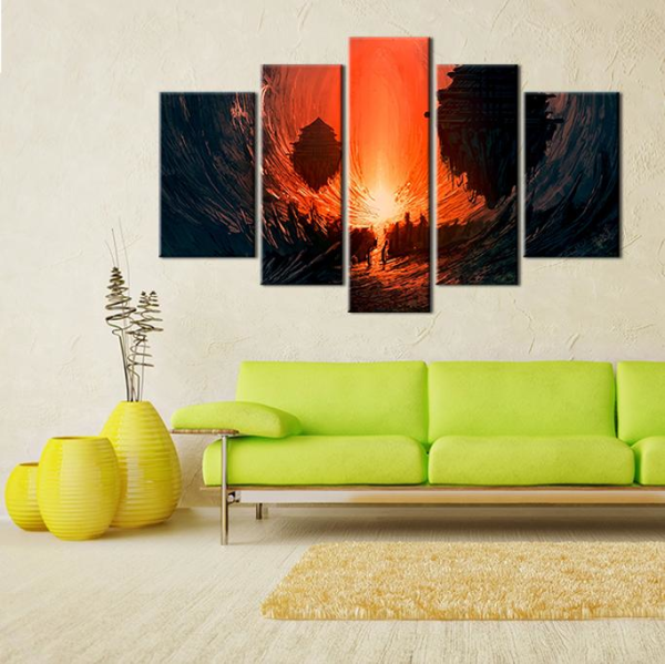 Girdap Kızıl  Kanvas Tablo