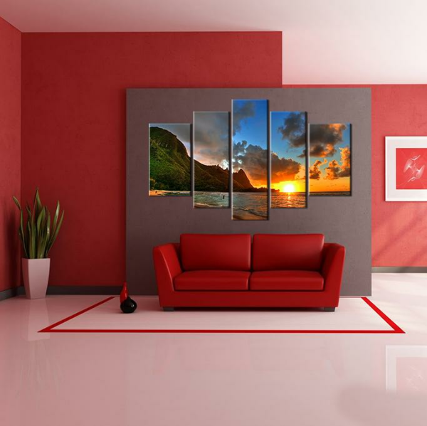 Koy Ve Gün Batımı  Kanvas Tablo